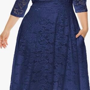 Elegant Blue Lace Dress